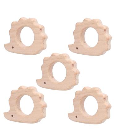 Set of 5 Natural Beech Wood Hedgehog Teething - Safe and Soothing for Baby Tender Gums - Ideal Pendant for Baby Teething Necklace or Bracelet