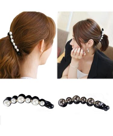 3-Piece Pearl Banana Clips Set | Rhinestone Hair Accessories for Women & Girls | Ideal for Thick & Fine Hair - Buy Online on GoSupps.com