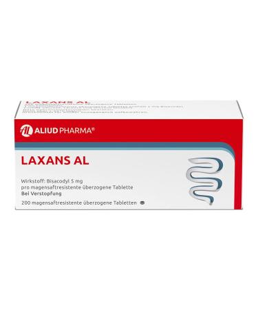 Aliud Pharma Laxans AL 200 tablets: laxative with bisacodyl for a relieved bowel movement when blocked 200 pieces (1 Pack) - Buy Online on GoSupps.com