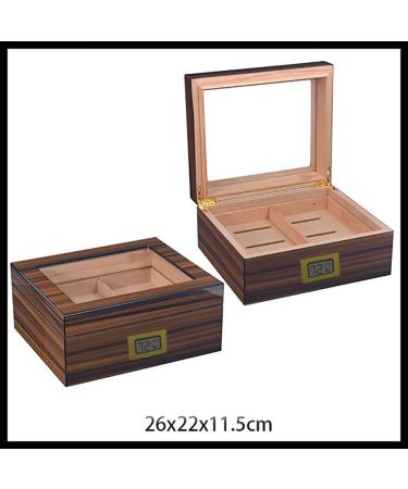 Cigar Humidor with Humidifier and Hygrometer Double Layer Glass Top Cigar Box Hold 30-50 Cigars Cedar Wood Case Gift for Men - Buy Online on GoSupps.com