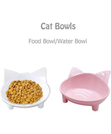 Lorde Shallow Cat Food Bowls Set of 2 - Non-Slip Wide Cat Dish for Whisker Fatigue Relief - White/Pink - Buy Online on GoSupps.com