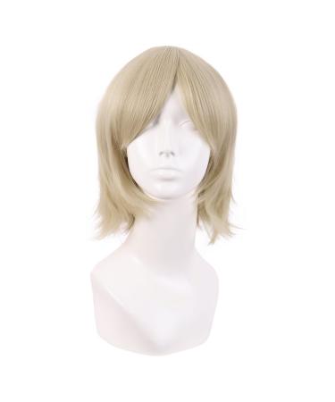 MapofBeauty 12 inch/30 cm Men Women Side Bangs Short Straight Fiber Cosplay Wig (Gold) Blonde - Buy Online on GoSupps.com