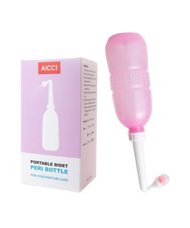 Peri Bottle for Postpartum Care Portable Travel Bidet for Women 17oz Large Capacity Perineal Bottle for Feminine Hygiene with Travel Bag and Angled Nozzle (Pink) Pink (One Nozzle x 1)