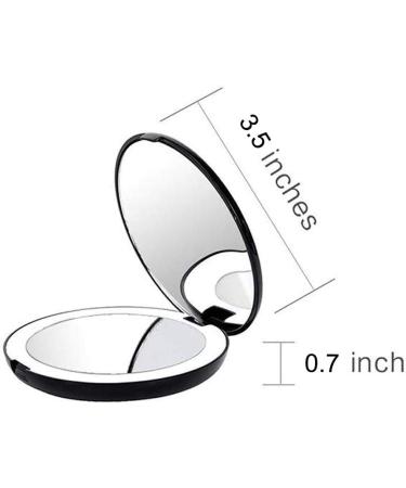 Portable Folding Mirror with LED Light 10X Magnifying Glass 12 Lamp Bead Mini Mirror Black - Buy Online on GoSupps.com