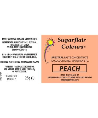 25g Sugarflair Peach Spectral Food Colouring Paste - Highly Concentrated Dye for Sugar Pastes, Buttercream, Royal Icing, Cake Mix - Vibrant Shade - Buy Online on GoSupps.com