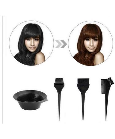Professional Hair Coloring Kit - 4 Pcs Plastic Dyeing Bowl Comb Brush Set for Salon Use - Black - Buy Online on GoSupps.com
