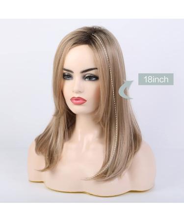 BLONDE UNICORN Strawberry Blonde Ombre Dark Root Wig for Women - Shoulder Length Straight Hair Wig with Natural Side Part - OMBRE BLONDE 2 - Buy Online on GoSupps.com