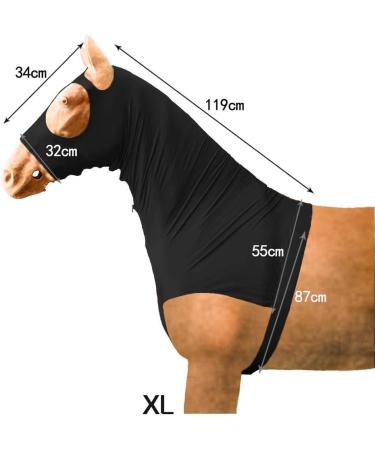 Leberna Lycra Stretch Horse Hood with Zipper - Full Face Neck Cover - XL Black | Ultimate Comfort & Protection for Horses - Buy Online on GoSupps.com