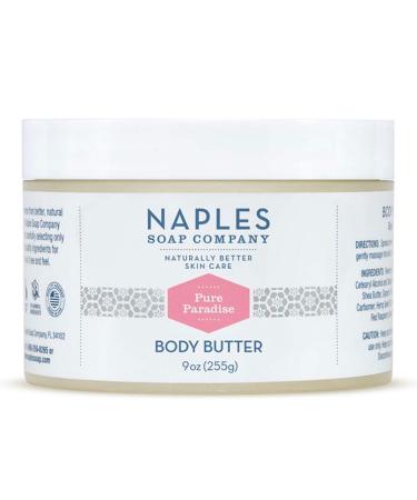 Naples Soap Natural Body Butter - Rich Cocoa Shea Body Butter Made For Women With No Harmful Ingredients - Natural Skin Care For Nourished And Moisturized Skin - 9 oz  Pure Paradise Vanilla