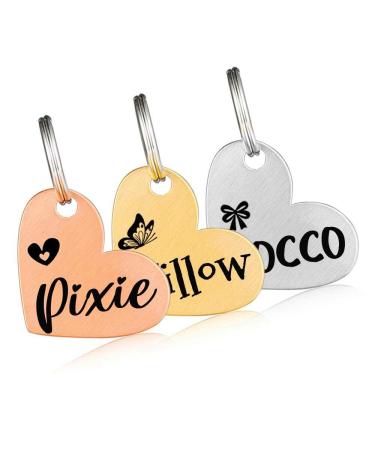 Dog Tags for Pets Engraved ID Tag Personalised Dog Name Tags Customised Cat Tags Deep Laser Engraving Free Engraved on Both Sides Various Design Options (Heart) - Buy Online on GoSupps.com