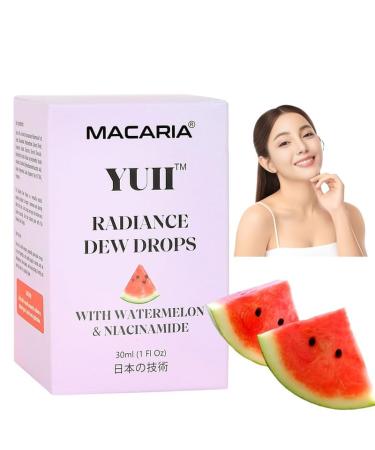 MACARIA YUII Dew Drops Watermelon Niacinamide Moisturizing Face Glow Serum Hydrating Facial Serum With Hyaluronic Acid Glycerin and Vitamin E Brighten Liquid Highlighter for Skin Care (Japanese Recipe)