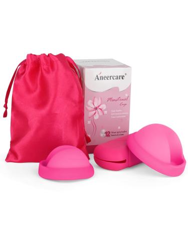MineUp menstrual disc 2 pieces of menstrual disc menstrual cup made of silicone menstrual cup set for sports and swimming Alternative to soft tampons (pink S+L)