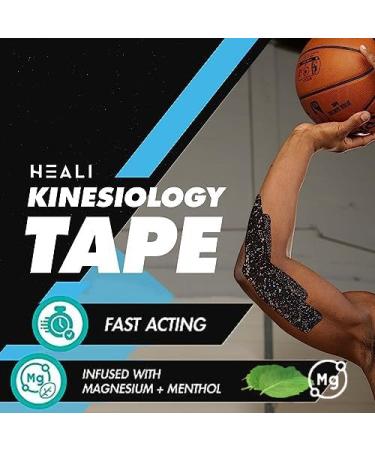 Heali Precut Kinesiology Tape Infused with Magnesium & Menthol - Roll - 20 Strips - 2" x 10" (5cm x 25cm) - Synthetic Silk Latex Free Strong Adhesive to Last 4-7 Days -Splatter Paint Design - Buy Online on GoSupps.com