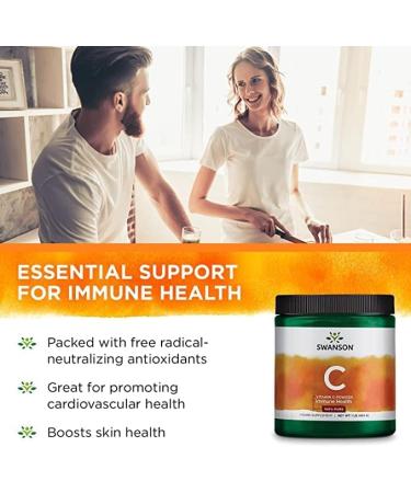Swanson Vitamin C Powder 1000mg - Pure Ascorbic Acid Supplement for Immune, Skin & Cardio Health - 1lb (454g) - Buy Online on GoSupps.com
