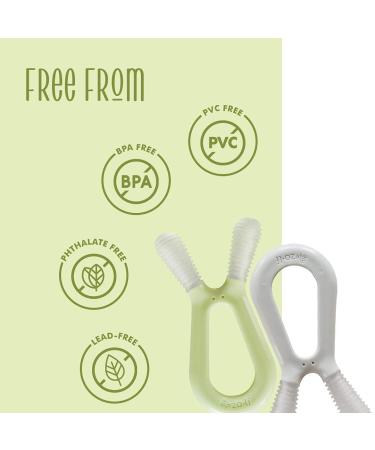 ZoLi Bunny Baby Teether | Molar Gum Relief Toy for Babies | BPA-Free | Pack of 2 | Sage Green & Ash Grey - Buy Online on GoSupps.com