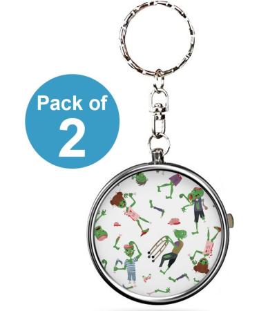 Pack of 2 Portable Pill Organizer - Zombie Cartoon Halloween Metal Medicine Box | 3 Compartment Vitamin & Meds Case with Keychain - International Shipping - Buy Online on GoSupps.com