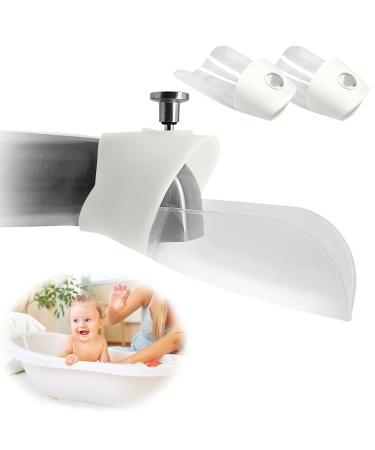 Faucet Extender, 2 Pack Faucet Extender for Toddlers, Bath Tub Faucet Extender for Kids Baby Children Hand Washing, Bathroom Kitchen Sink Spout Extender for Faucet, Fits Most Faucets (White) Upgraded-White
