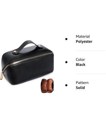 Katadem Large Opening Travel Makeup Bag - Portable PU Leather Cosmetic Organizer for Women Girls (Black) - Buy Online on GoSupps.com