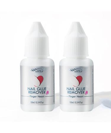 ADCILS PROFESSIONAL Nail FINGERHEART Glue Remover 0/34 fl oz / 10ml x 2 Pieces - Press ON Nail Glue Remover, Fake Nail Adhesive Remover, Nail TIP Bond Remover 0.34fl oz/10ml x 2pieces