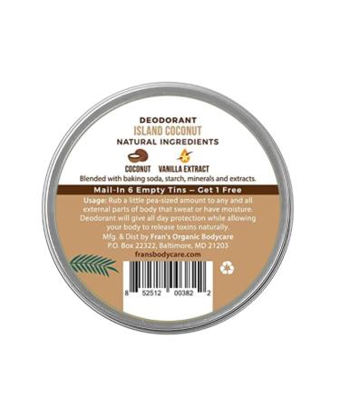 Fran's Organic FreeMe Island Coconut Deodorant 2oz - Aluminum Free, Long Lasting, All-Day Coverage - Buy Online on GoSupps.com