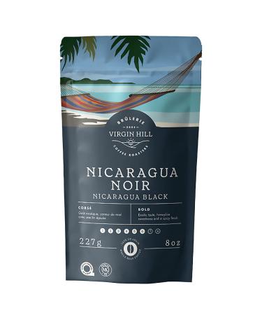 Virgin Hill Coffee - Nicaragua Black - Bold Intensity & Dark Roast - Half Pound of High-Grade Coffee Beans - 8oz / 227 grams Whole Beans 8 oz. / 227 grams