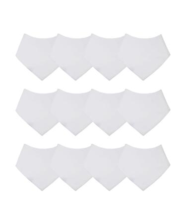 Royal Icon Baby Bandana Bibs - Stylish and Functional Baby Dribble Bibs 0-6 months - Soft and Absorbent Baby bibs 0-6 months - Perfect for Newborn Boys and Girls Bibs Set of 3/6 /12Pc 12 x White