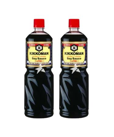 Kikkoman Soy Sauce 1 Litre (Pack of 2)