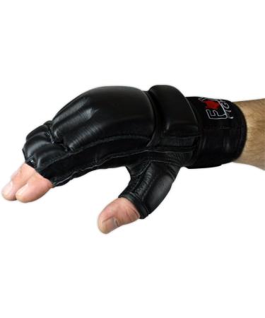 Freefight MMA Gloves | Professional Real Leather Boxing & Muay Thai Training Gloves | High Quality Kickboxing & Sandbag Gear - Fox-Fight Black - Buy Online on GoSupps.com