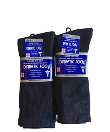 J&J 3 6 or 12 Pairs Diabetic CREW circulatory Socks Health Men s Cotton ALL SIZE Black 6pack 13-15
