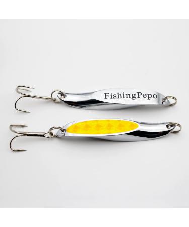 FishingPepo 5pcs 0.5oz Fishing Spoons Lure Kit - Trout, Bass, and Salmon Metal Spinner Baits with Treble Hooks - Hard Fishing Lures for Spinning - Buy Online on GoSupps.com