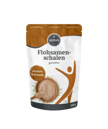 BORCHERS Ground psyllium husks 500 g with inulin swelling effect rich in fiber vegan popular in baking for dishes and drinks tasteless