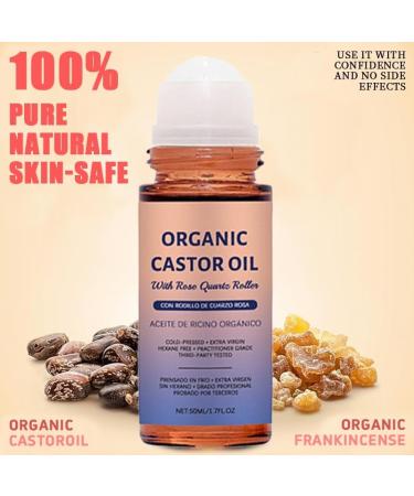 Organic Castor Oil with Rose Quartz Roller Cold-Pressed Pure Organic Castor Oil Roller Ball for Hair Growth Eyelashes Eyebrows & Skin 1.7 fl oz(1) - Buy Online on GoSupps.com