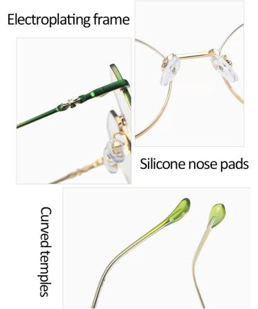 Tbhome Trendy Metal Frame Blue Light Blocking Reading Glasses - Anti-Glare Computer Readers Comfortable & Portable (3.5x3.5) Stylish Green Design - Buy Online on GoSupps.com