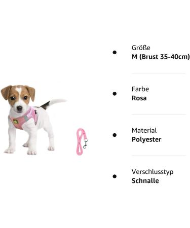 Femax Adjustable Dog Harness & Leash for Small/Medium Dogs & Cats - Soft Mesh No Pull Reflective Breathable Vest for Puppies - Fits Chihuahua & Cats (Breast 35-40cm) - Pink - Buy Online on GoSupps.com