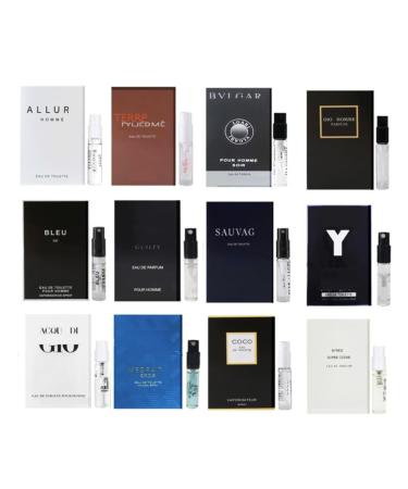 Men's Fragrance Brands Designer Perfume High End Cologne for Men Samples Set 12pcs 0.06 Fl Oz (Pack of 12)