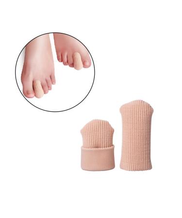 Toe Cushion Tube Toe Protectors Silicone Toe Caps Closed Toe Surface Fabric Sleeve Protectors  Prevent Pain Relief for Corns  Blisters and Ingrown Toenails (6pcs-Medium Size)