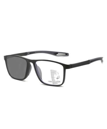 Photochromic Multifocus Reading Glasses Anti Blue Light computer Readers TR90 Flexible Sports Style Sunglasses(Couleur:Noir Grandeur:1.5x)