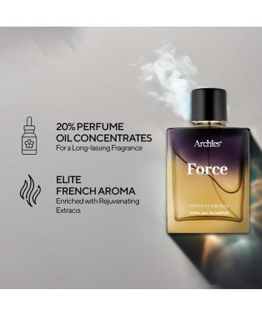 ARCH-IES FORCE Eau De Luxury Parfume for Men | 100ML | French Aroma | Fresh Scent Aromatic Nightwear Woody | Premium & Long Lasting EDP Fragrance Scent - Buy Online on GoSupps.com