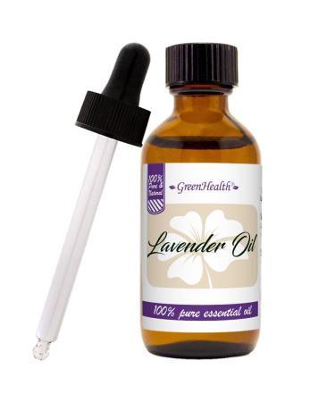 Lavender 2 fl oz (59 ml) Glass Bottle w/Glass Dropper Therapeutic Grade Premium Quality GreenHealth