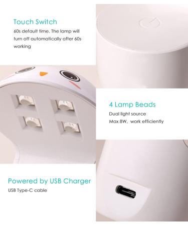 Mini LED Nail Lamp for Gel Polish - Portable UV Curing Light for DIY Manicure - USB Nail Dryer for Home Salon - Cute Cartoon Design - Buy Online on GoSupps.com