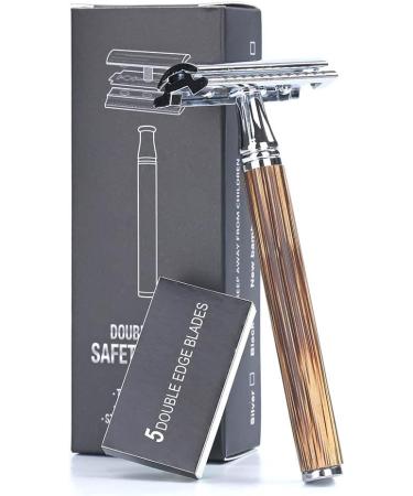 Stainless Steel Double-Cutting Razor with Long Handle & 5 Blades - Ultimate Clean Shave for Men & Women - International Shipping Available - Buy Online on GoSupps.com