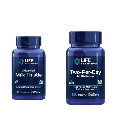 Life Extension Advanced Milk Thistle 120 Softgels and Two-Per-Day High Potency Multi-Vitamin & Mineral 120 Tablets Bundle
