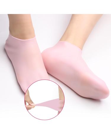 2 Pairs Silicone Moisturizing Pedicure Socks for Women - Pink Beige - Buy Online on GoSupps.com