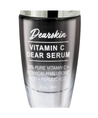 Dearskin Vitamin C Serum 20% - PURE L-ASCORBIC ACID, Ferulic Acid, Hyaluronic Acid Botanic, Vitamin E Organic Cruelty Free for Face and Neck Best Antioxidant, Treatment for Wrinkles, Men and Women Combo