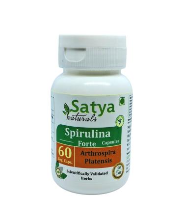 Spirulina Forte Capsules 500 mg. 60 Veg. Capsule | Spirulina (Arthrospira platensis) Extract Capsules for Men and women | Ayurvedic Herbal Supplement/Remedies | 10:1 Forte (1 Bottle of 60 Capsules) 60 Count (Pack of 1)