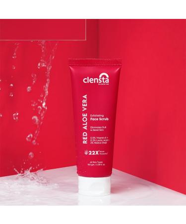 Buy Red Aloe Vera Exfoliating Face Scrub - 100gm | Deep Exfoliation Dtan Blackheads & Whiteheads Treatment | Paraben Free - 3% Walnut Shell Lactic Acid & Vitamin E - Buy Online on GoSupps.com