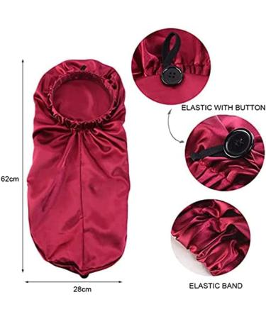 Ladaypoa Satin Hair Hood 2-Piece Silky Sleeping Hat Set for Girls & Women | Extra Large Black & Red Satin Sleeping Caps - Buy Online on GoSupps.com