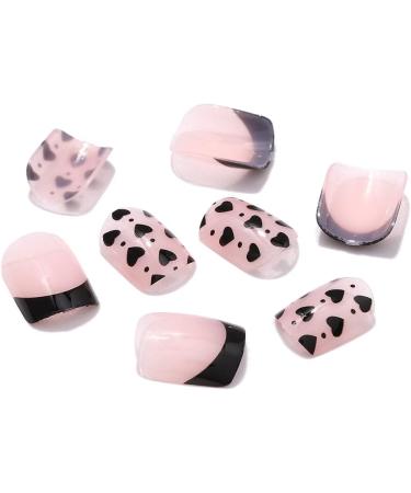OnSaya Coffin False Nails French Short Press on Nails Black Heart Stick on Nails Pink Fake Nails 24pcs for Women and Girls 1 count (Pack of 1) Pink - Buy Online on GoSupps.com