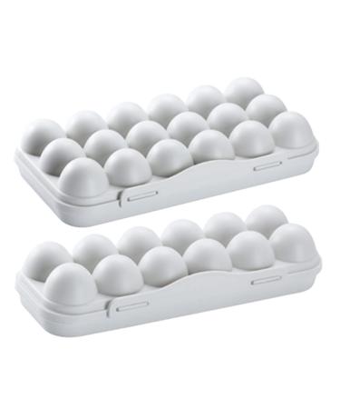 Mikinona 2pcs Pizza Container Fridge Egg Tray Egg Cartons Egg Organizer Egg Rack Plastic Barrel High Capacity Grey 30x15cm