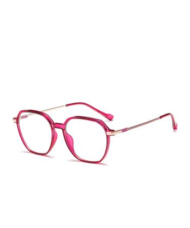 Metal Temples Square Tr90 Frame Blue Light Blocking Glasses for Women Men Anti UV Ray Computer Reading Glasses for Women Men Purple 52 Millimeters